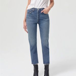 AGOLDE High Rise Straight Jeans Medium Wash